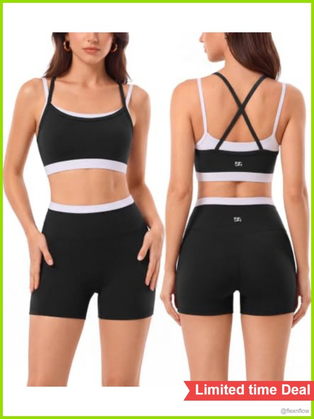 Women's Seamless Workout Set Double Layer Sports Bra & Athletic Shorts High